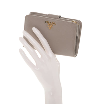 Prada Saffiano Metal Compact Wallet Argilla 2 of 7