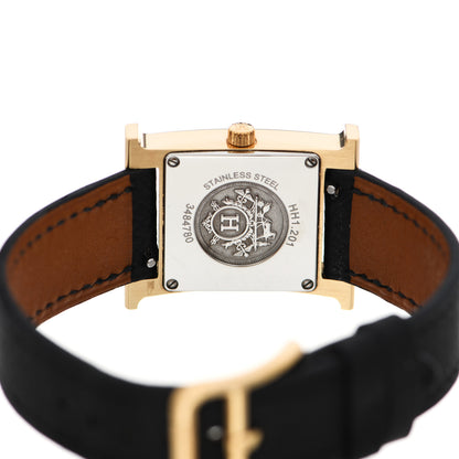 Hermes Stainless Steel Epsom 21mm Heure H Hour Quartz Watch Noir 4 of 9