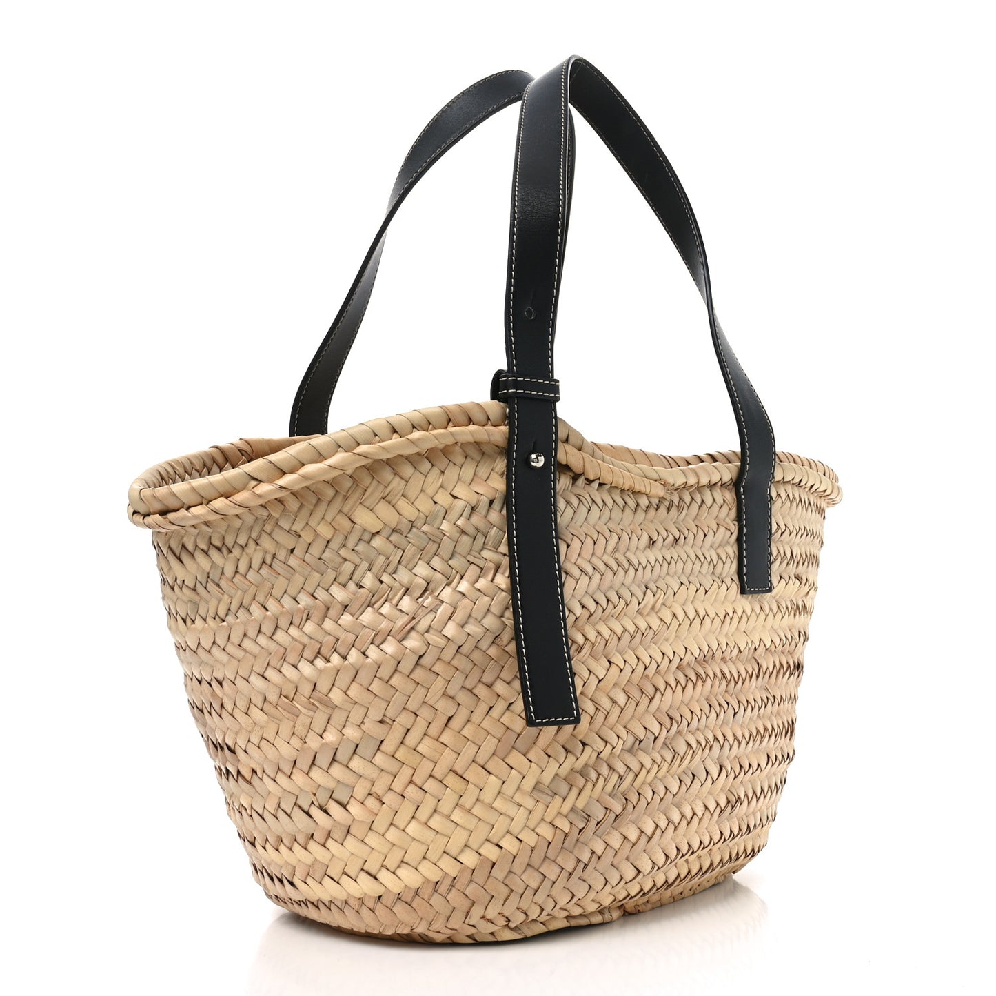 Raffia Basket Tote Bag Natural Black