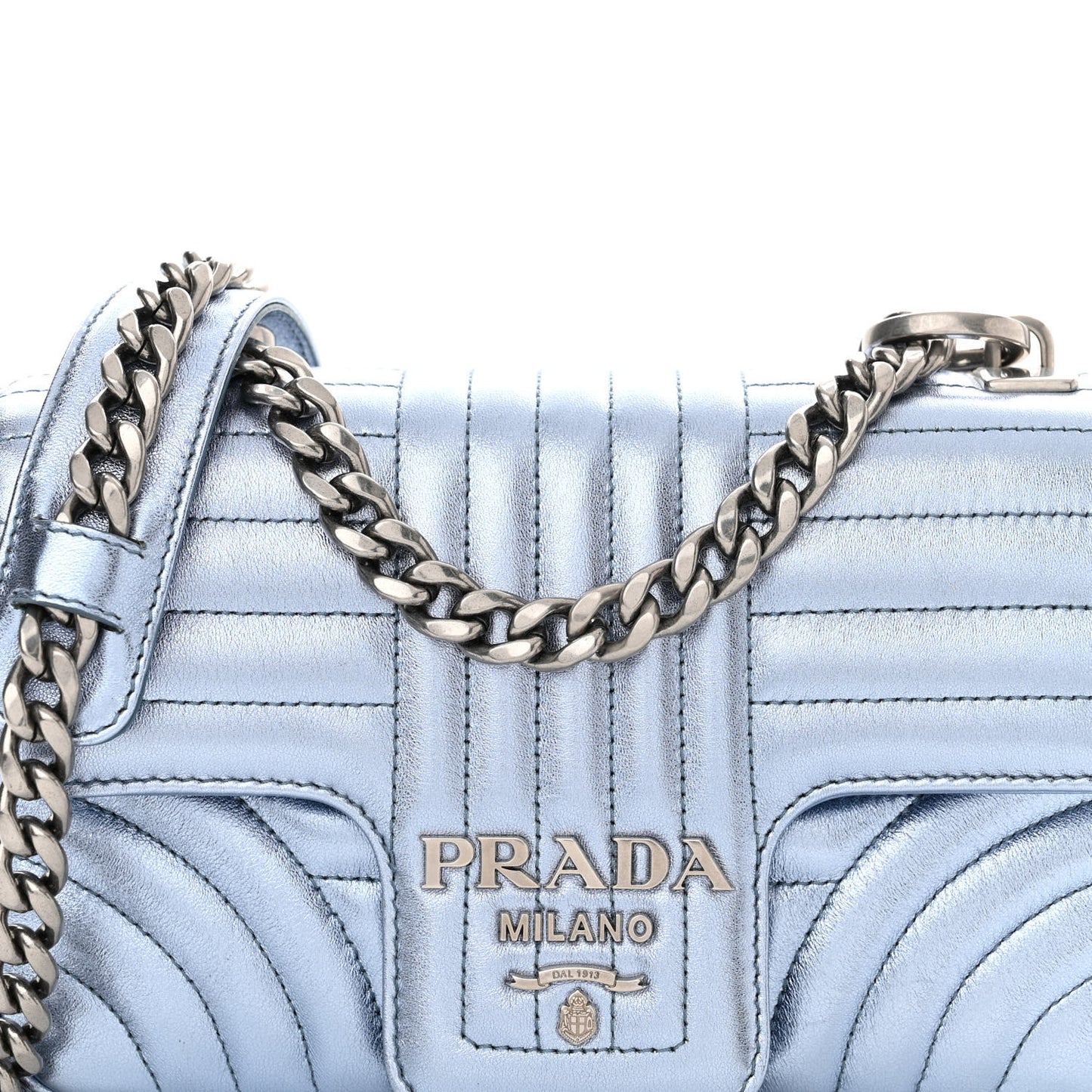 Metallic Nappa Impunture Diagramme Small Chain Flap Shoulder Bag Pervinca Mordor