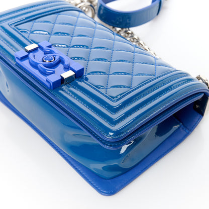 Chanel Patent Calfskin Quilted Small Plexiglass Boy Flap Blue 10 of 20