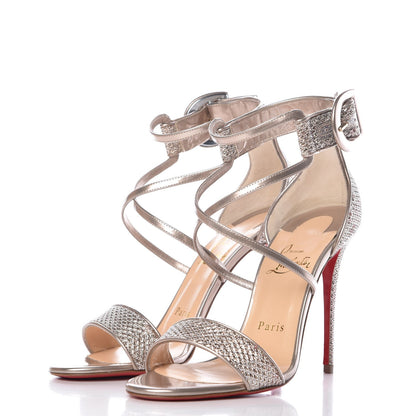 Christian Louboutin Glitter Mesh Choca 100 Sandals 37 Colombe 3 of 9
