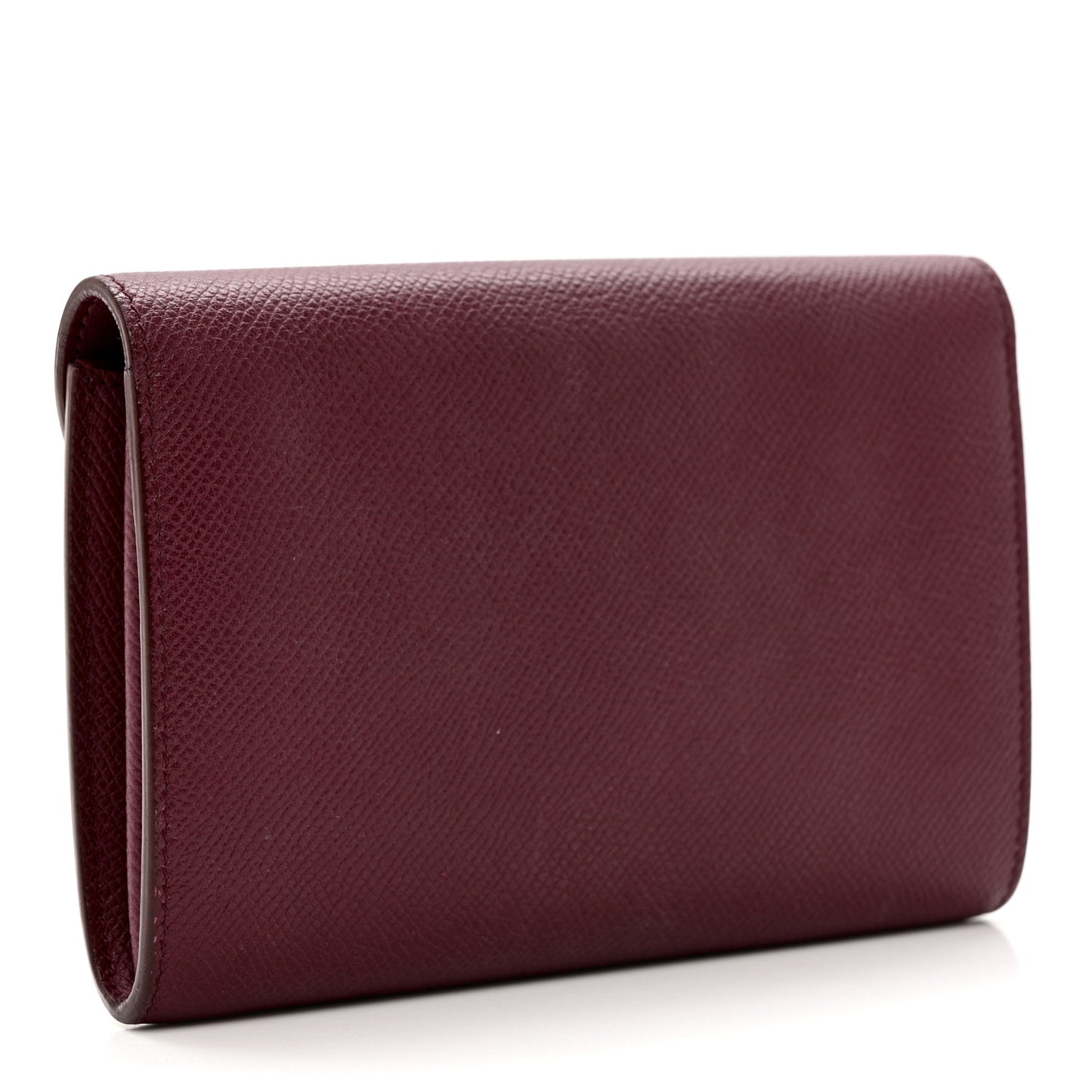 Grained Calfskin Medium Trotteur Multifunction Flap Wallet Plum