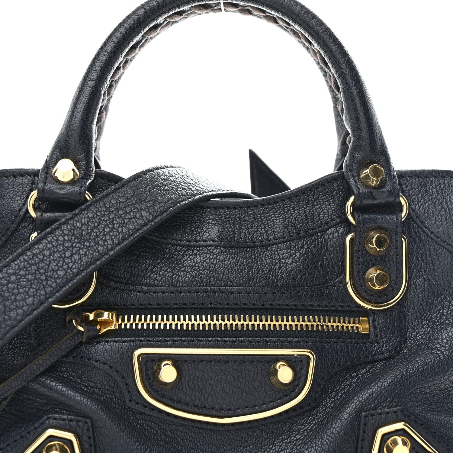 Balenciaga Chevre Gold Metallic Edge Hardware Mini City  Bleu Nuit Dark Sea 9 of 11