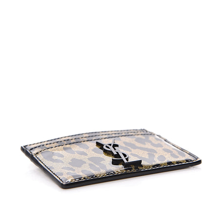 Saint Laurent Patent Glitter Leopard Monogram Credit Card Case Black Multi 4 of 7