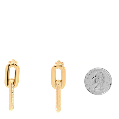 Louis Vuitton Metal LV Edge Double Hoop Earrings Gold 2 of 5