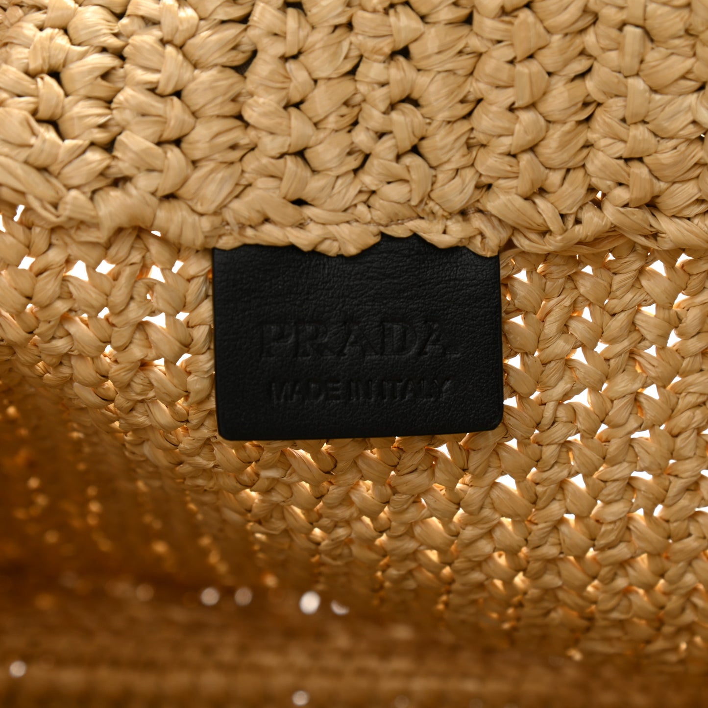 Yarn Raffia Effect Crochet Embroidered Small Logo Tote Naturale