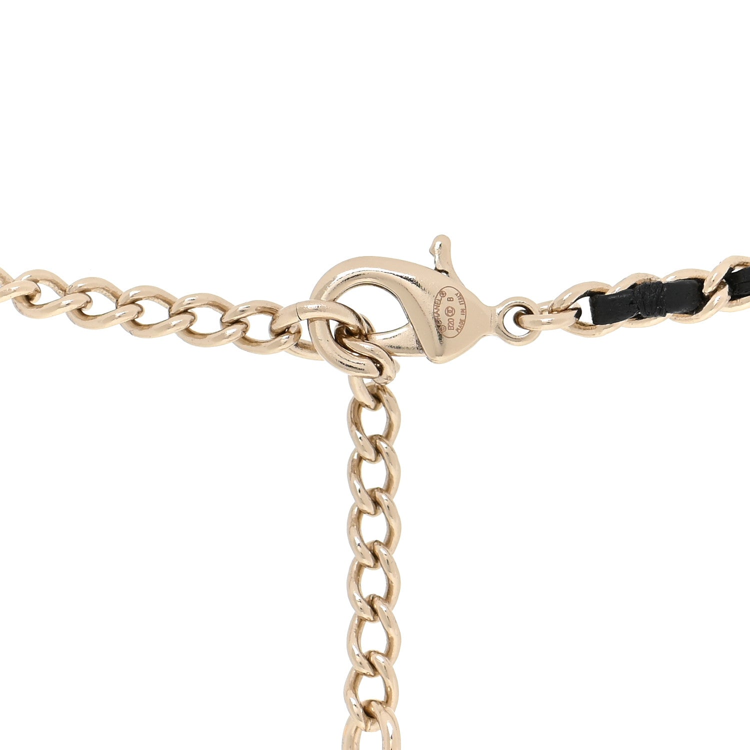 Chanel Lambskin Resin Pearl Dazzling Domino Short Necklace Gold Black 5 of 5