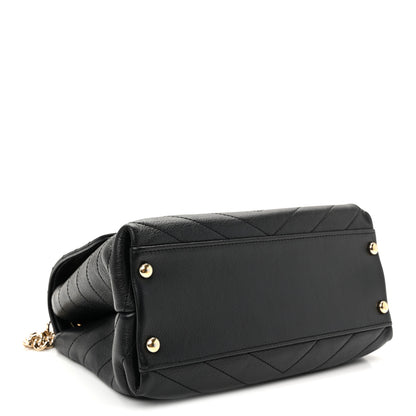 Chanel Grained Calfskin Small Chevron Chic Top Handle Flap Black 4 of 12