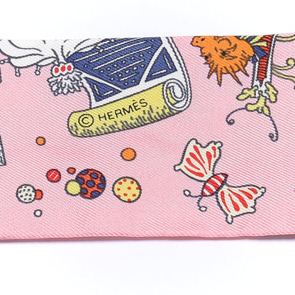 Hermes Silk La Folle Parade Twilly Rose Malabar White 4 of 4