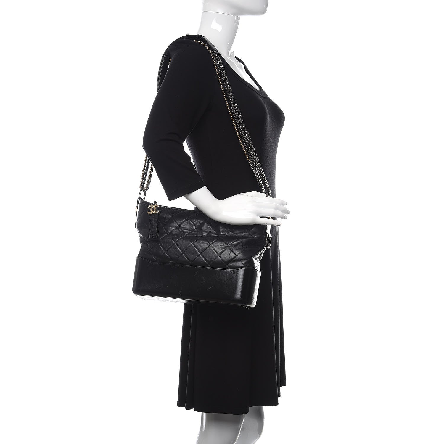 Chanel Aged Calfskin Quilted Medium Gabrielle Hobo Black 2 of 18