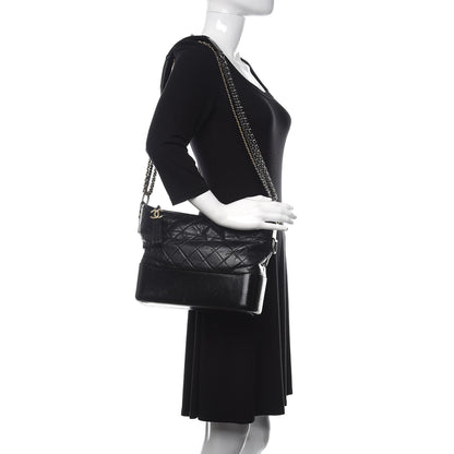 Chanel Aged Calfskin Quilted Medium Gabrielle Hobo Black 2 of 18