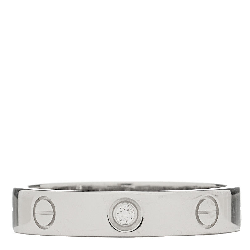 Cartier 18K White Gold Diamond 4mm LOVE Wedding Band Ring 55 7.25 1 of 4