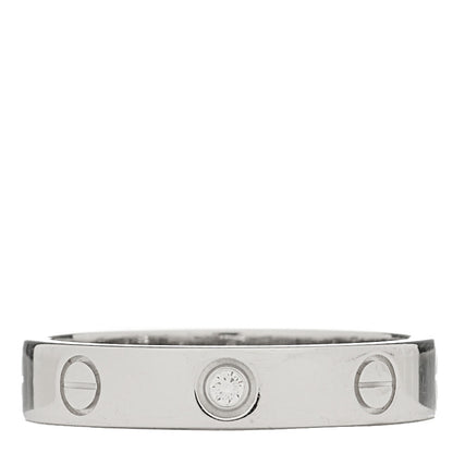 Cartier 18K White Gold Diamond 4mm LOVE Wedding Band Ring 55 7.25 1 of 4