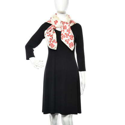 Chanel Silk Flower Square Scarf Ivory Red 2 of 4