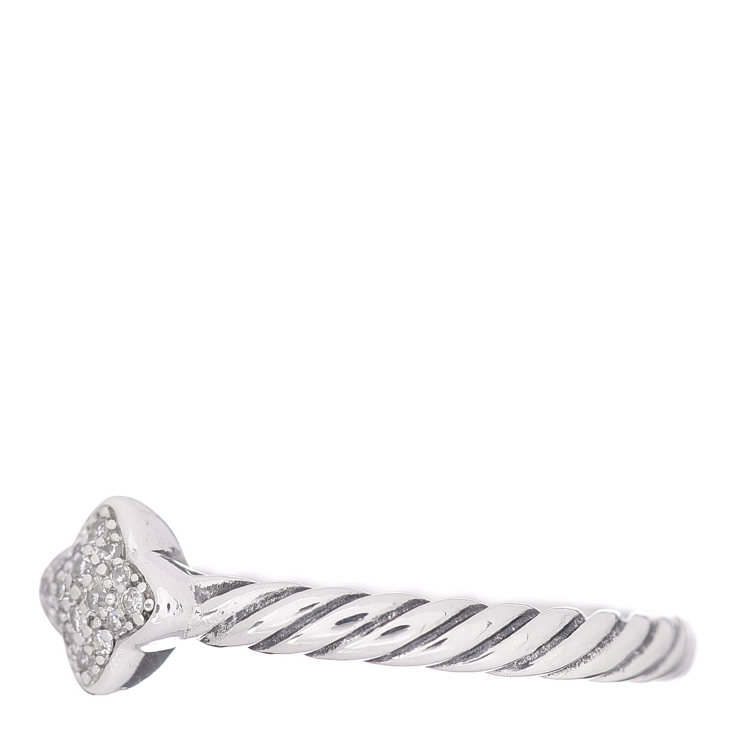 David Yurman Sterling Silver Diamond Quatrefoil Ring 53 6.5 3 of 5