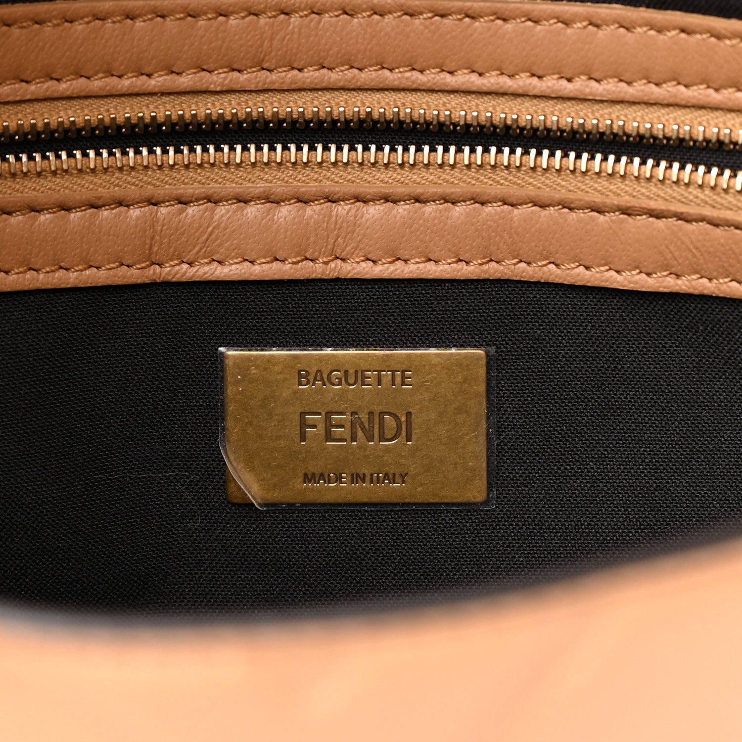 Fendi Nappa FF 1974 Embossed Baguette Miele Scuro 6 of 11