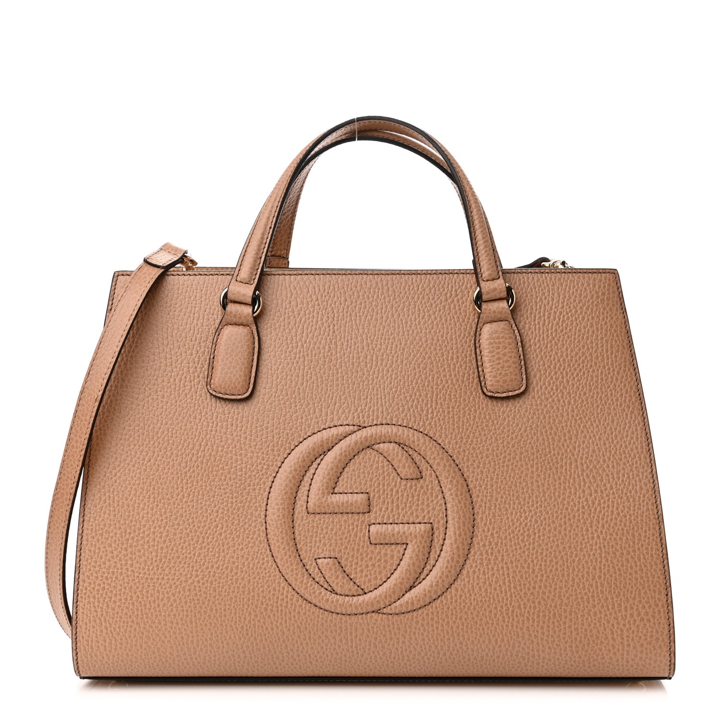 Dollar Calfskin Large Soho Top Handle Satchel Camelia