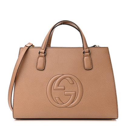 Gucci Dollar Calfskin Large Soho Top Handle Satchel Camelia 1 of 10