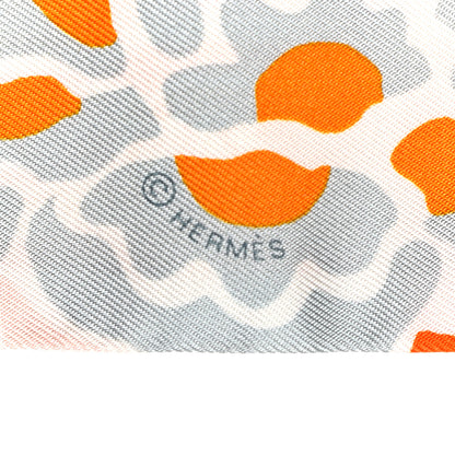 Hermes Silk Bingata Twilly Orange Rose Gris 3 of 5