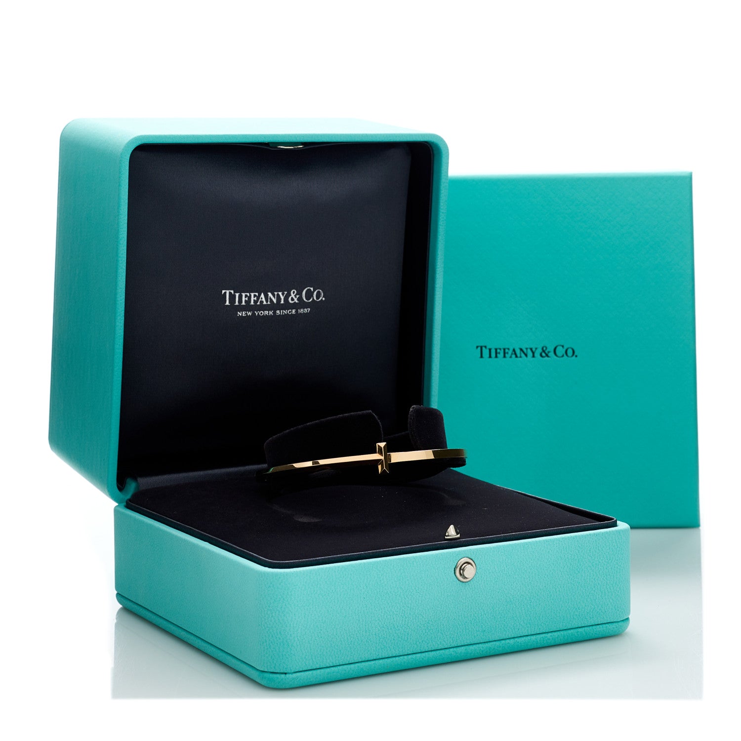 Tiffany 18K Rose Gold Narrow T T1 Hinged Bangle Bracelet 4 of 4