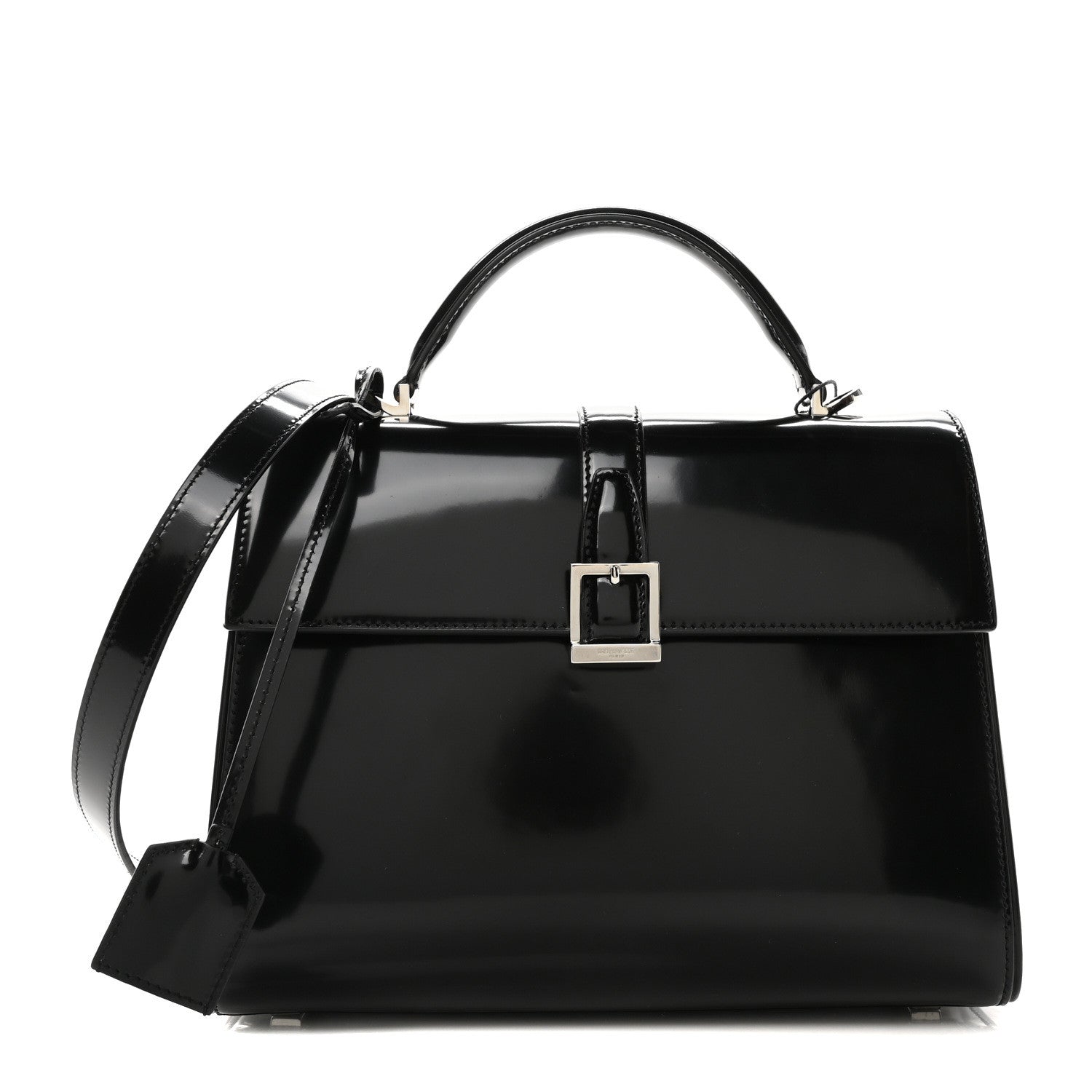 Saint Laurent Shiny Calfskin Le Fermoir Top Handle Bag Small Black 1 of 9