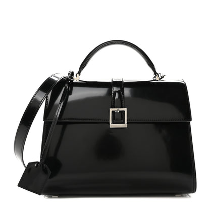 Saint Laurent Shiny Calfskin Le Fermoir Top Handle Bag Small Black 1 of 9