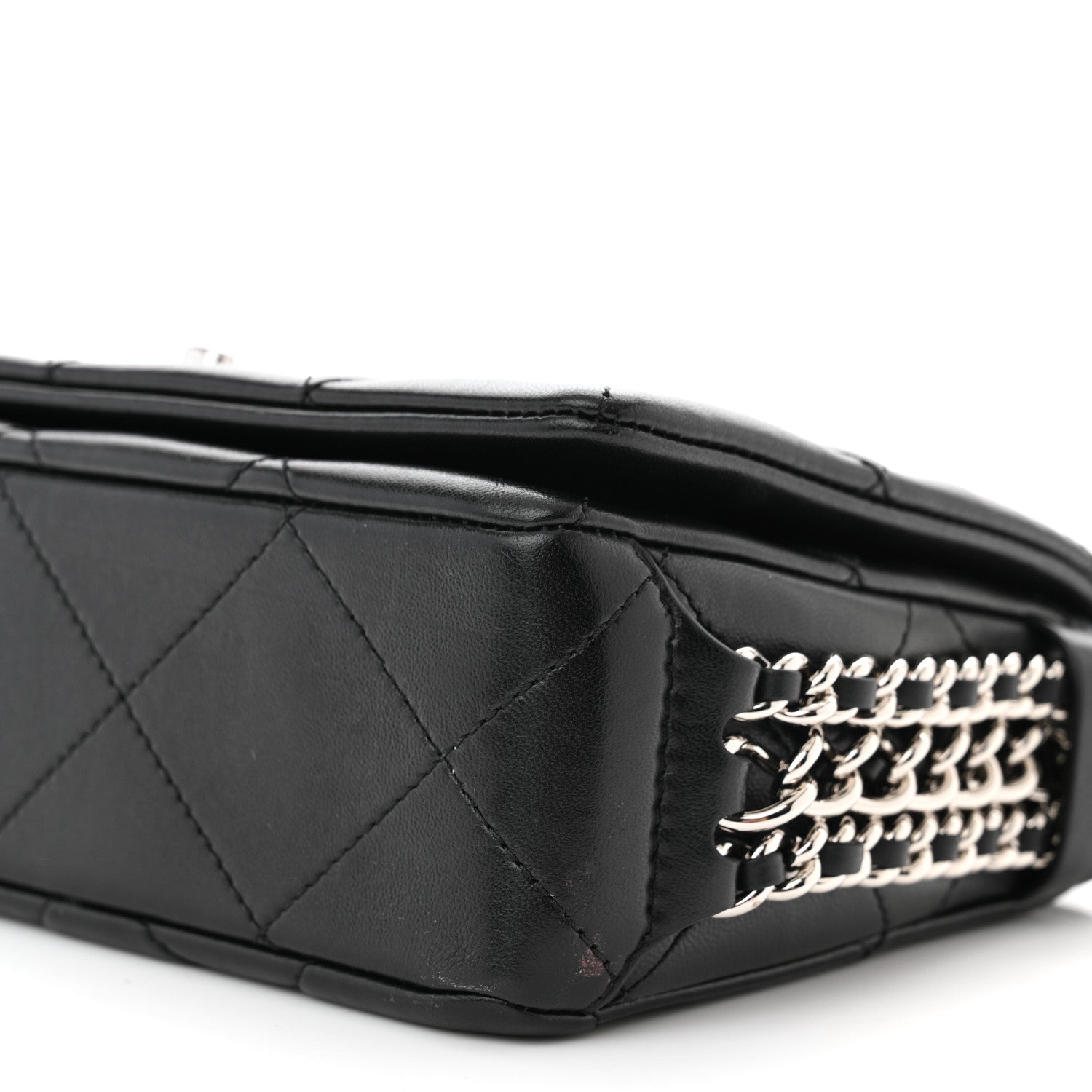 Chanel Lambskin Quilted Small Chain Rows Flap Black 10 of 11
