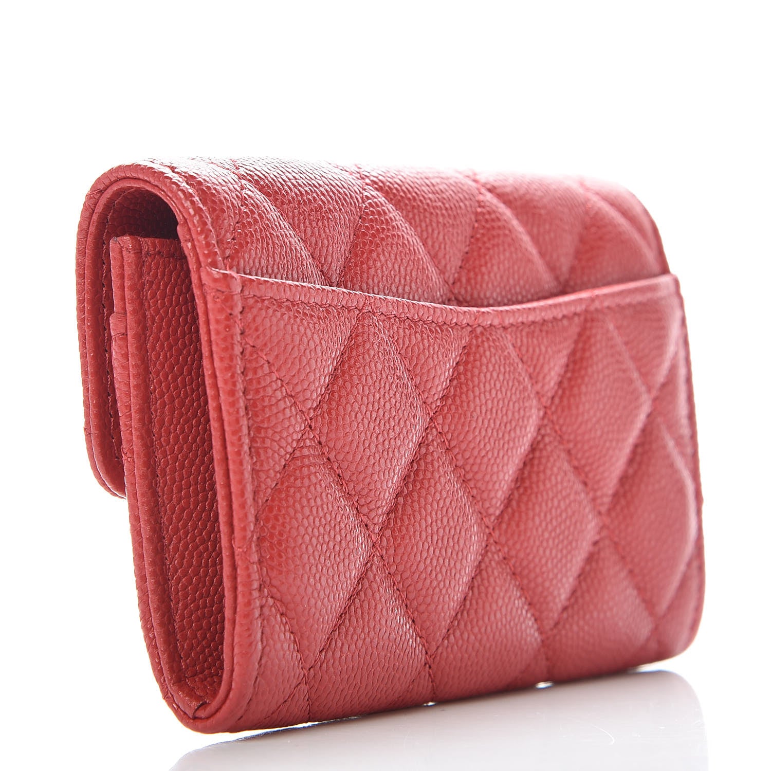 Chanel Caviar Quilted Flap Card Holder Wallet Red 3 of 9