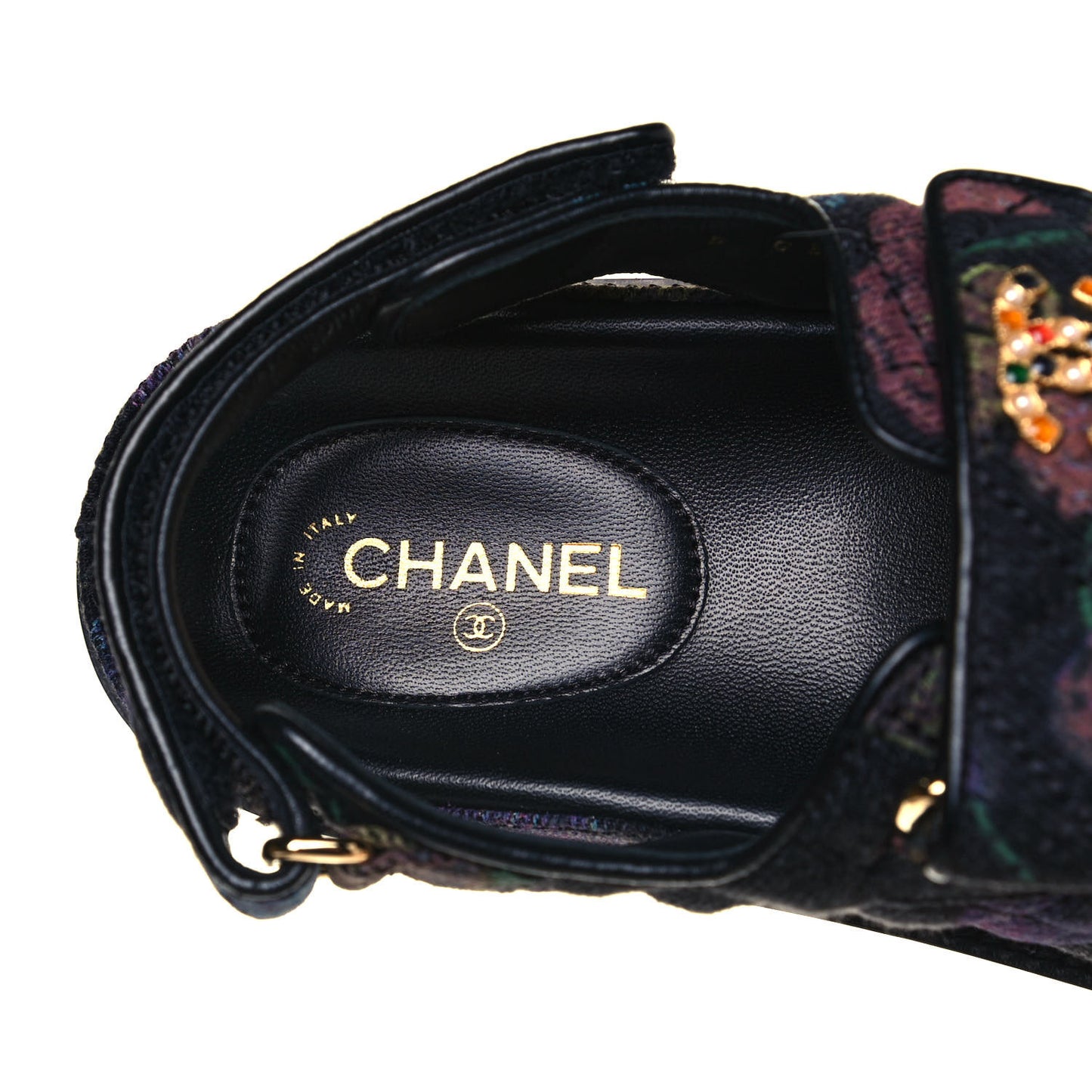 Denim Quilted Dad Sandals 37 Black Multicolor