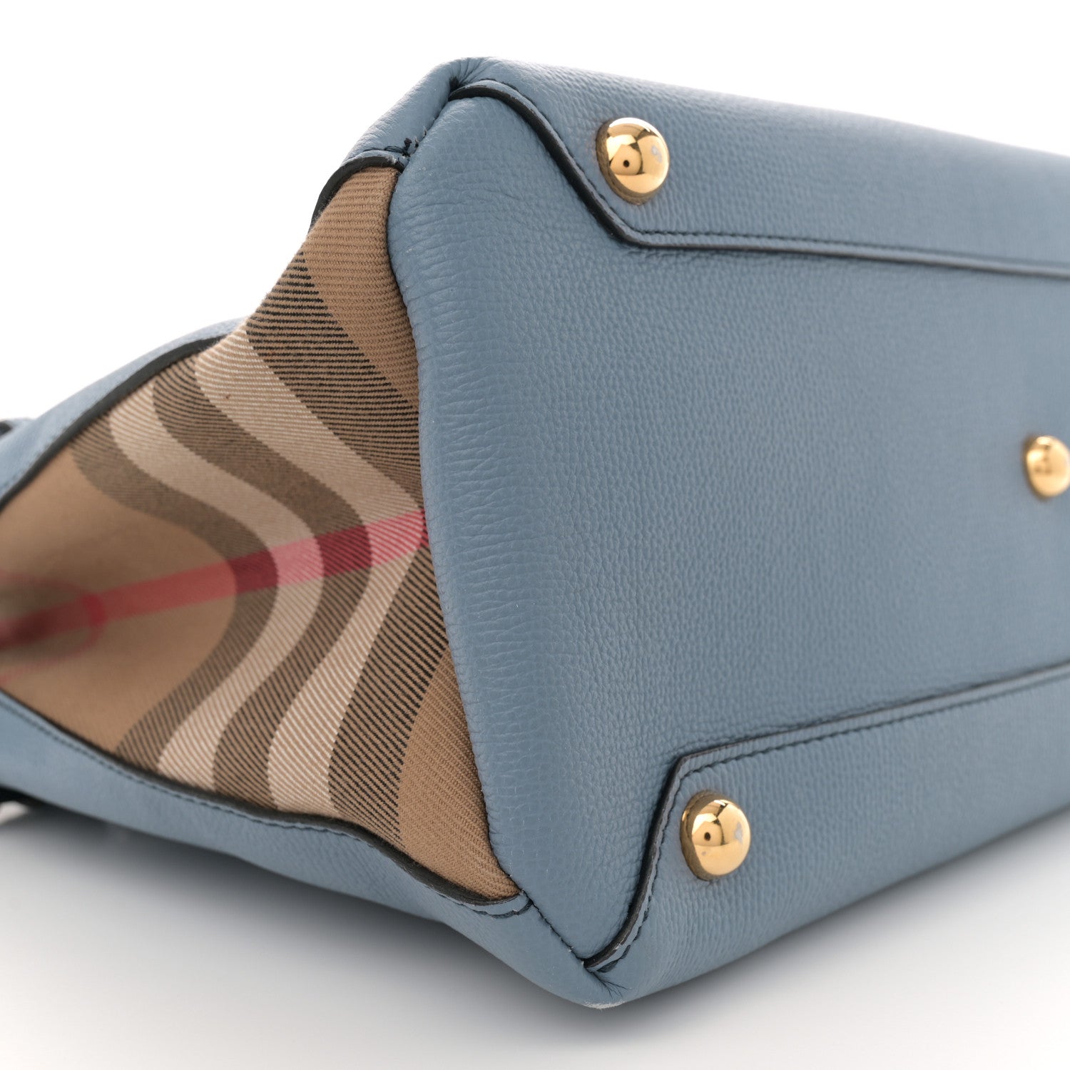 Burberry Derby Calfskin House Check Medium Banner Tote Slate Blue 9 of 13