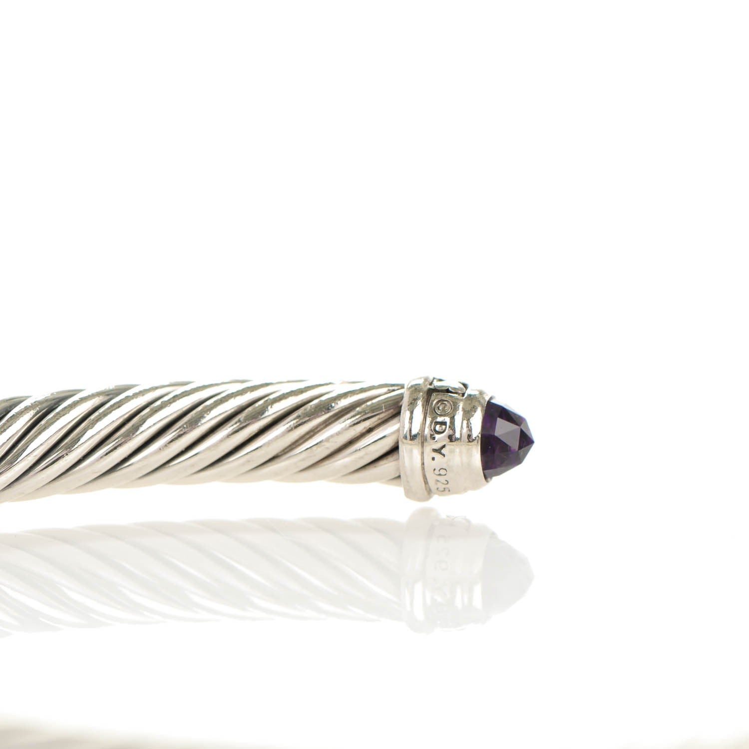 David Yurman Sterling Silver Diamond Amethyst 5mm Cable Classics Bracelet 4 of 6