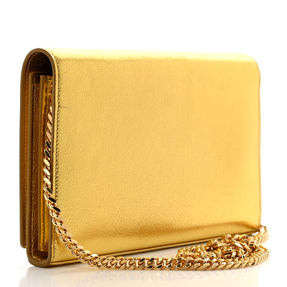 Saint Laurent Metallic Calfskin Monogram Chain Wallet Gold 3 of 11
