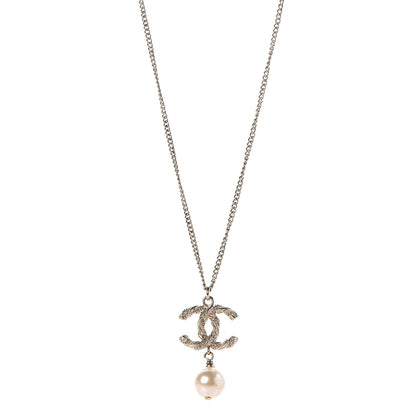 Chanel Pearl Crystal Twisted CC Drop Necklace Gold 1 of 5