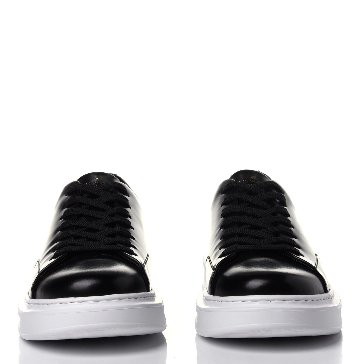 Glazed Calfskin Mens Beverly Hills Sneakers 5.5 Black