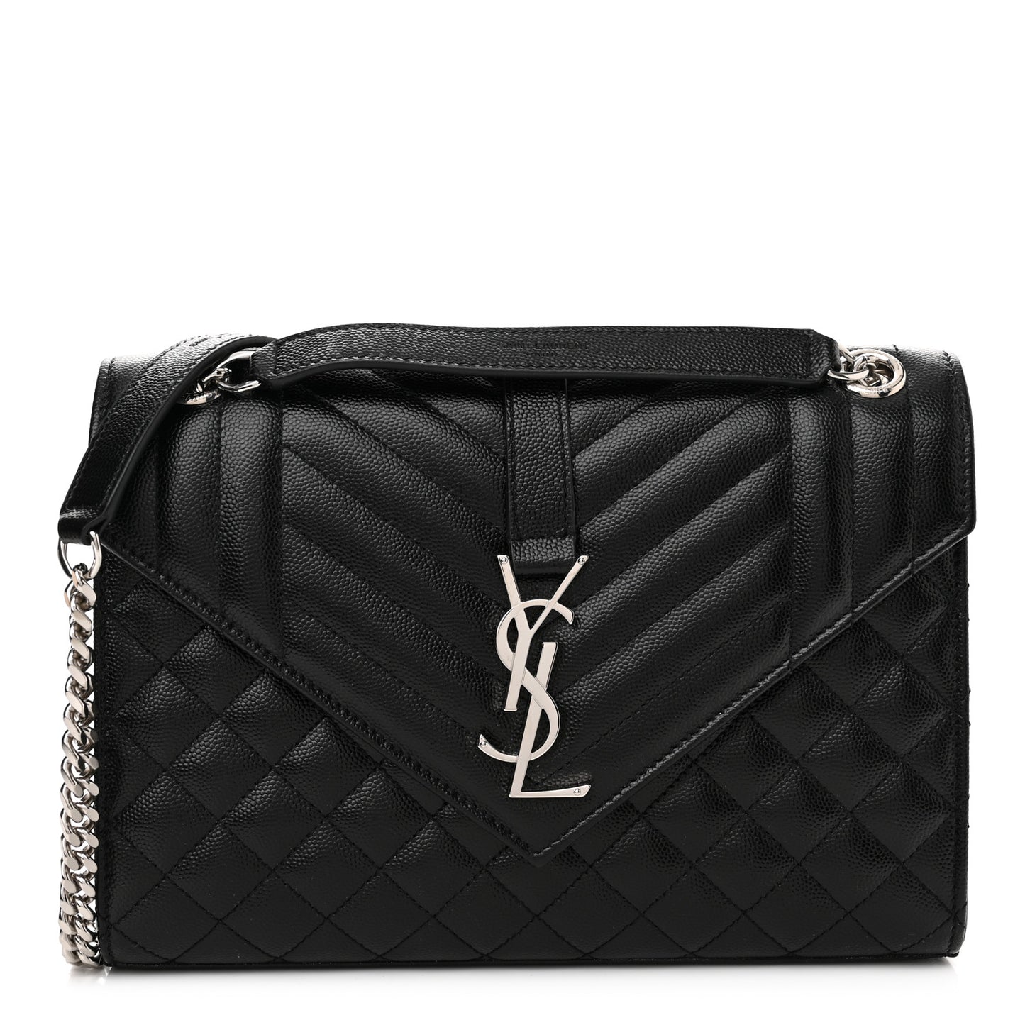 Grain De Poudre Textured Mixed Matelasse Triquilt Medium Monogram Satchel Black