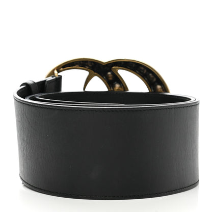 Gucci Moon Calfskin Pearl Double G 70mm Belt 100 40 Black Cream 2 of 8