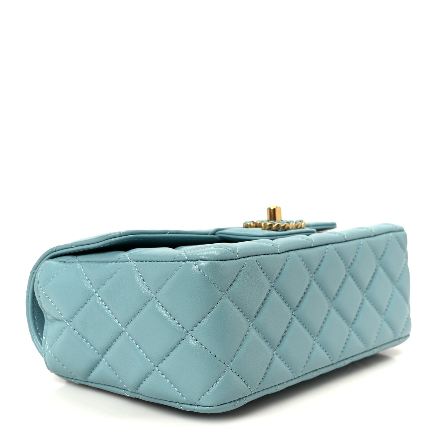 Lambskin Quilted Mini Strass On Top Flap Blue