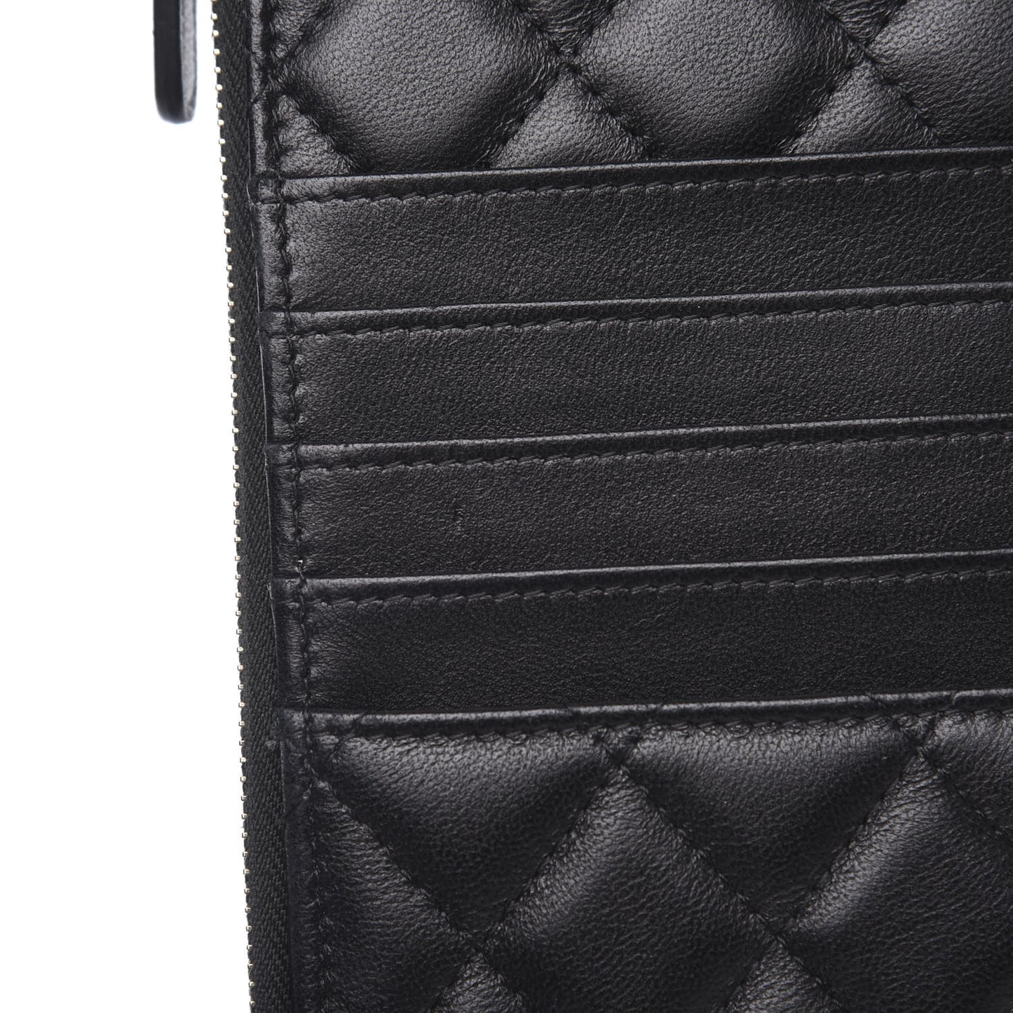 Lambskin Quilted Classic Flat Wallet Pouch Black