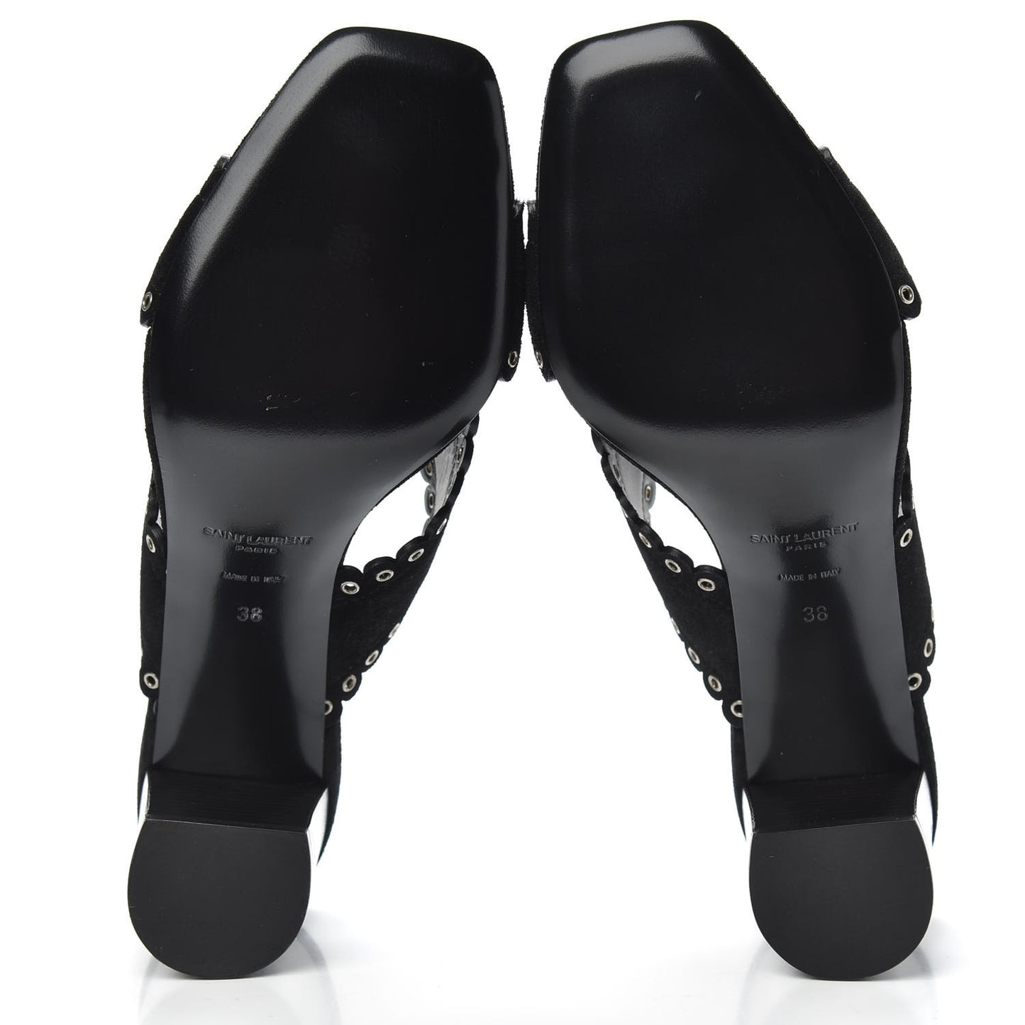 Suede Eyelet LouLou 70 Mules 38 Black