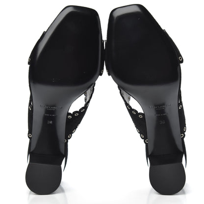 Saint Laurent Suede Eyelet LouLou 70 Mules 38 Black 5 of 9
