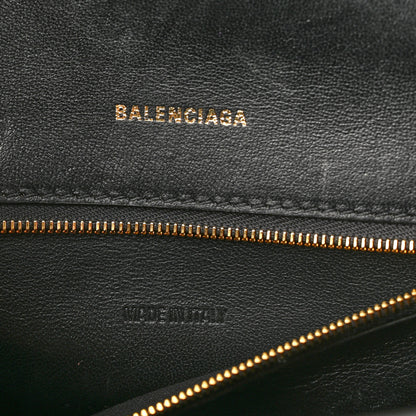 Balenciaga Shiny Calfskin Crocodile Embossed Small Hourglass Top Handle Bag Black 5 of 8
