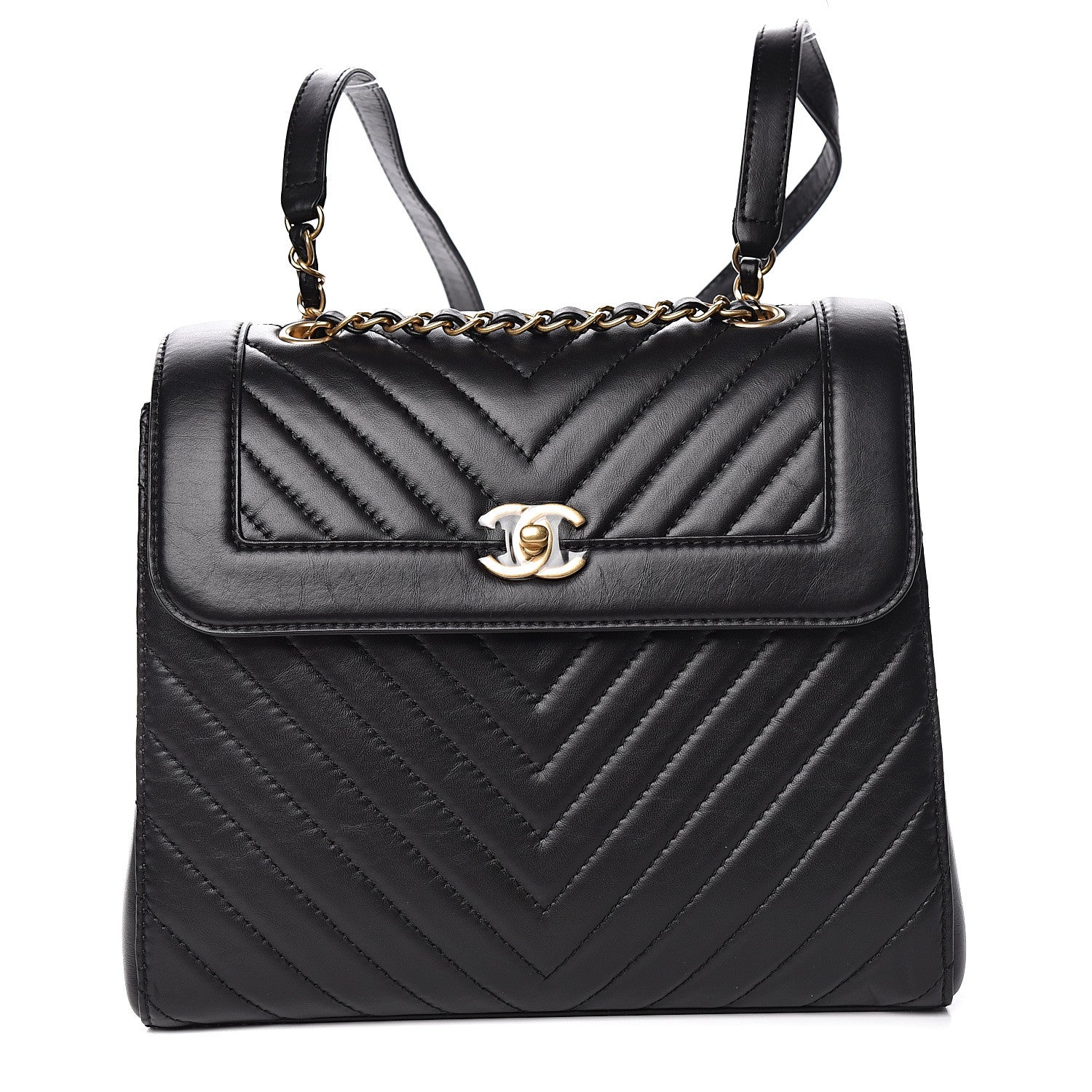 Chanel Aged Calfskin Chevron Quilted Backpack Black 1 of 11