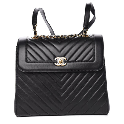 Chanel Aged Calfskin Chevron Quilted Backpack Black 1 of 11
