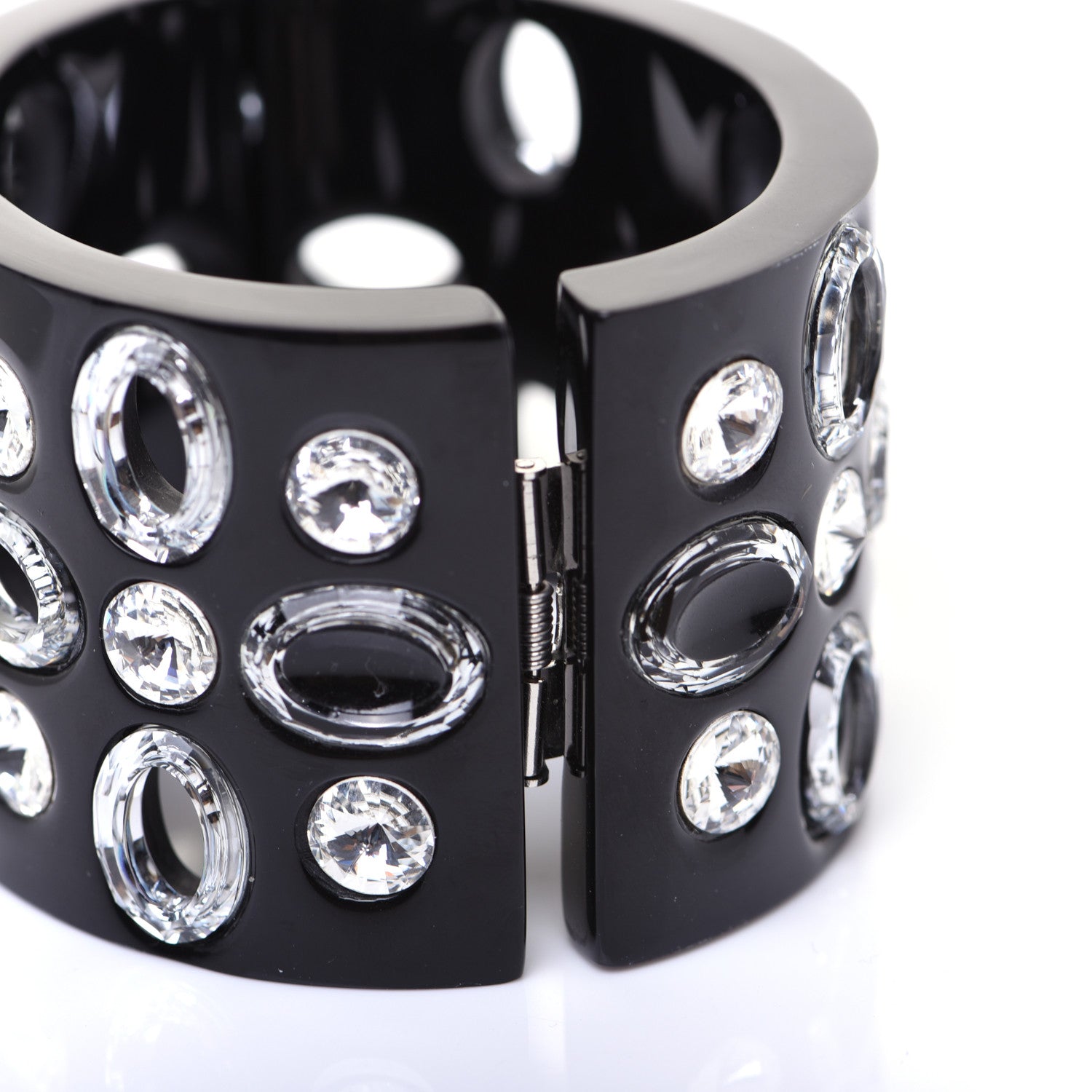 Chanel Resin Crystal CC Cuff Black 10 of 10