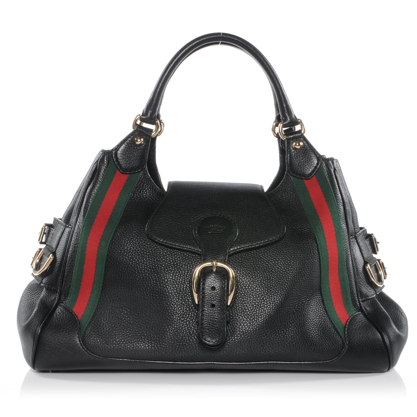Leather Medium Web Heritage Shoulder Bag Black