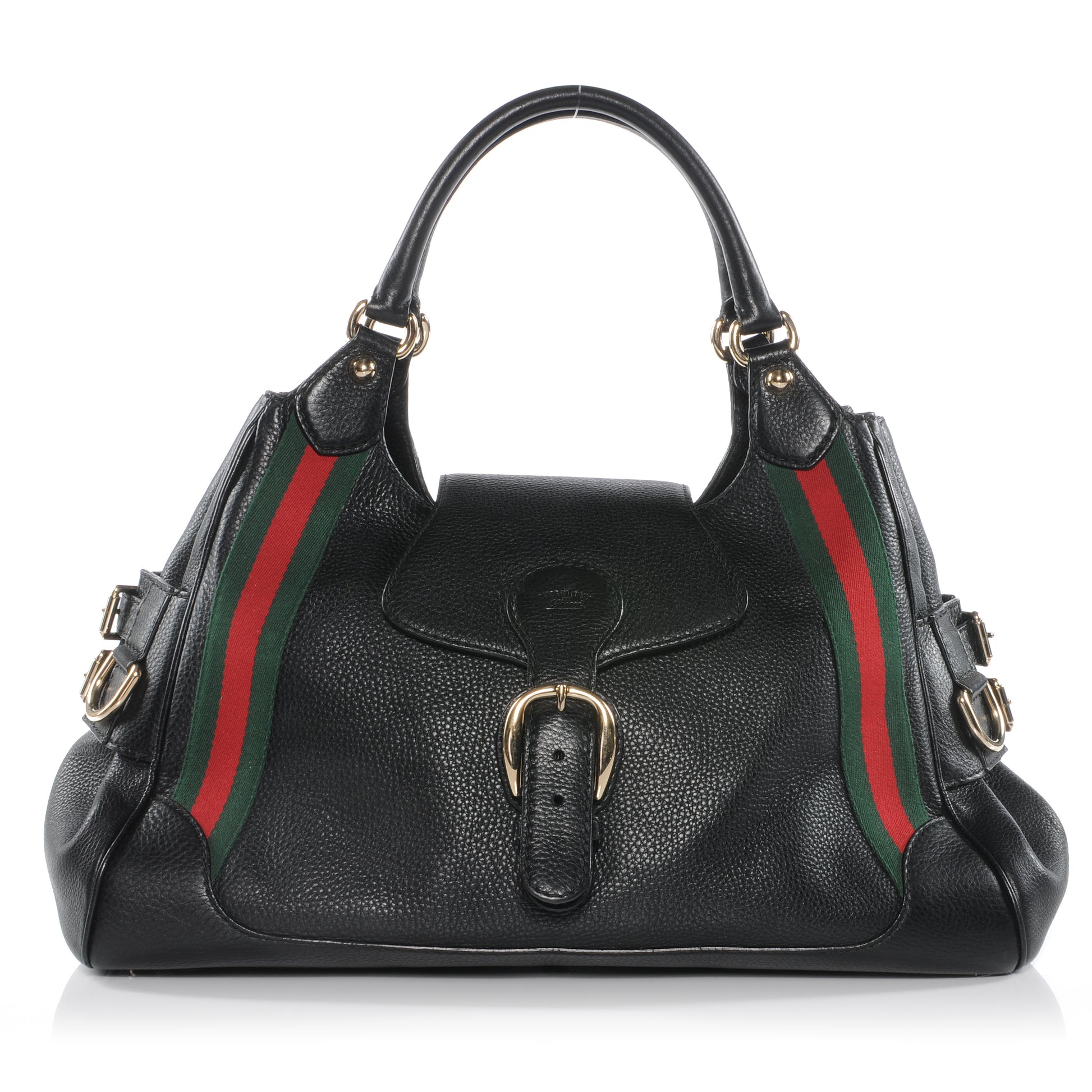 Gucci Leather Medium Web Heritage Shoulder Bag Black 1 of 7