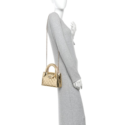 Chanel Mirror Calfskin Metallic Calfskin Quilted Nano Kelly Shopper Gold 2 of 10