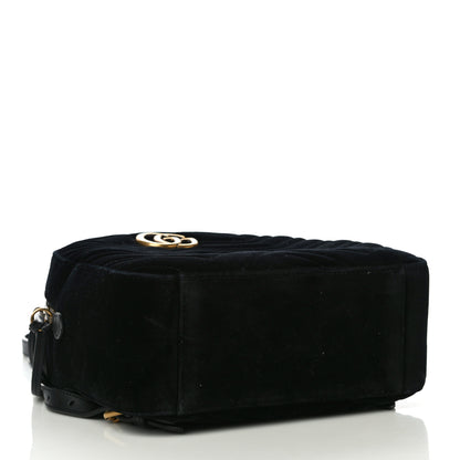 Gucci Velvet Matelasse GG Marmont Dome Backpack Black 3 of 10