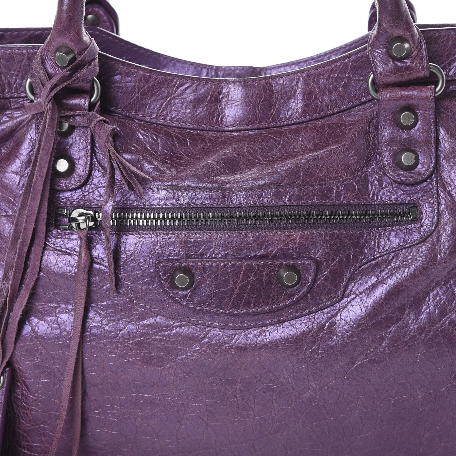 Balenciaga Agneau Classic Hardware City Metallic Purple 7 of 14